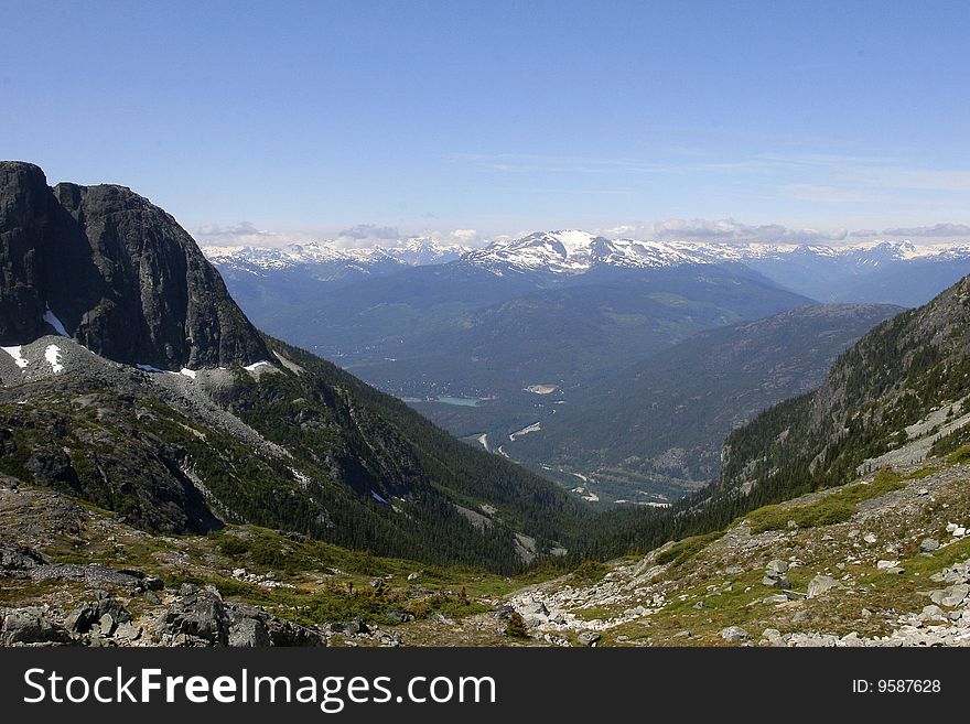 Beautiful mountain view from Wedgemount Lake, located in Garibaldi Provincial Park, bc, canada