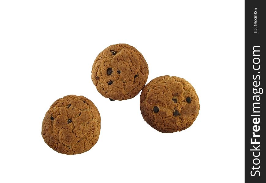 Useful breakfast.Tasty cookies on a white background.