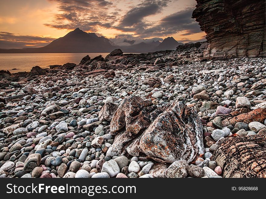 Rock, Shore, Sky, Sea