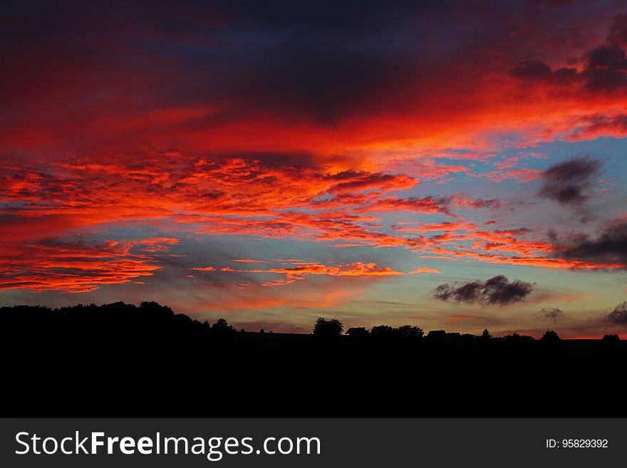 Sky, Afterglow, Red Sky At Morning, Sunset