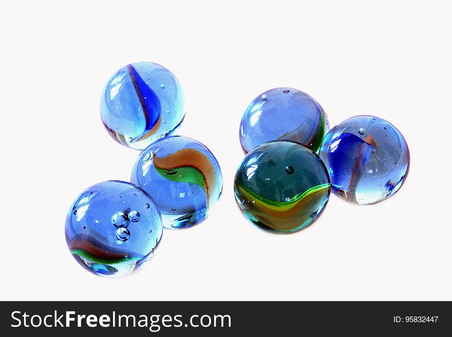 Marble, Cobalt Blue, Glass, Bead