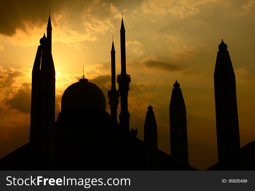 Landmark, Spire, Silhouette, Sky