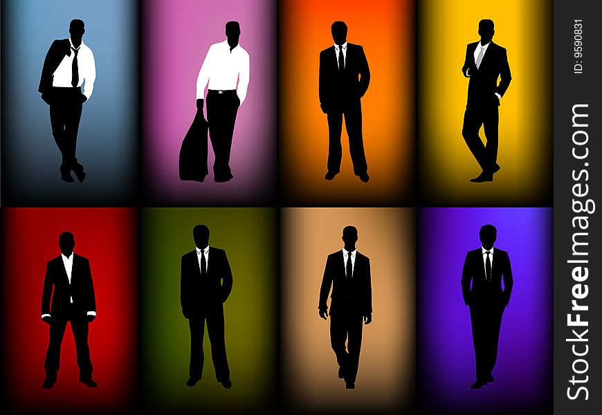 Illustration of businessmen and abstract background
