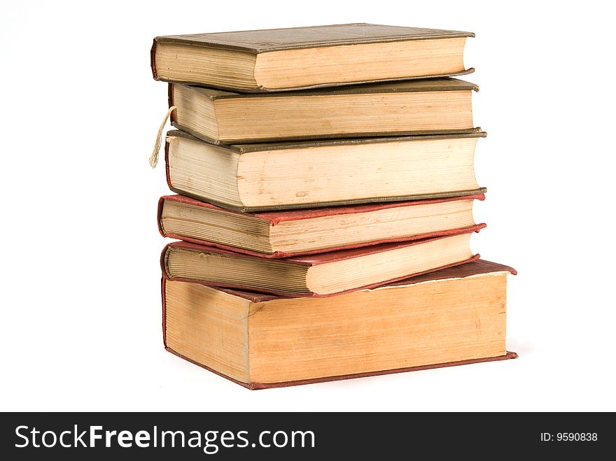 Stack of old Books Isolated on a White Background