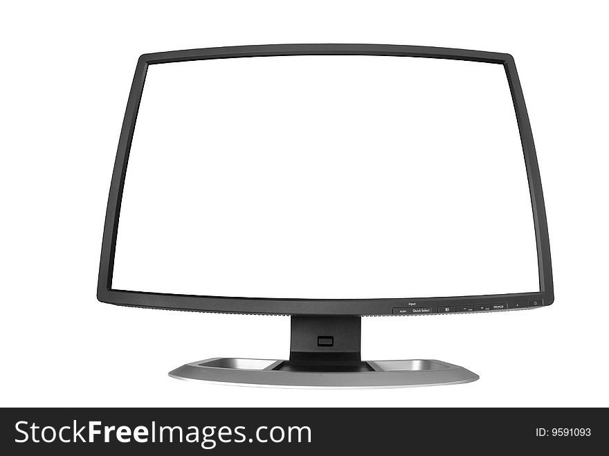 Futuristic monitor on white with blank screen