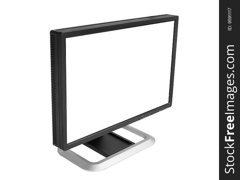 Monitor on white with blank screen. Monitor on white with blank screen