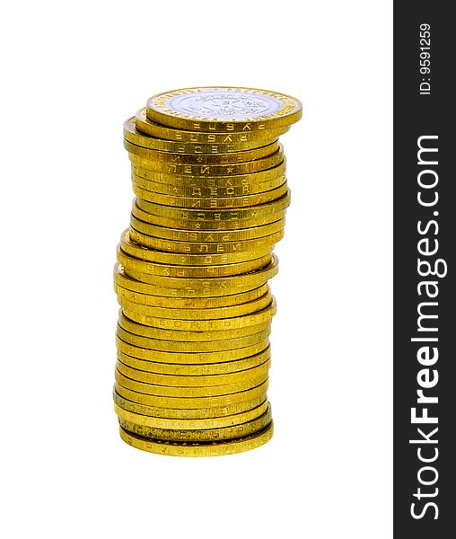 Pile of coins.Concept image of stock. Isolated