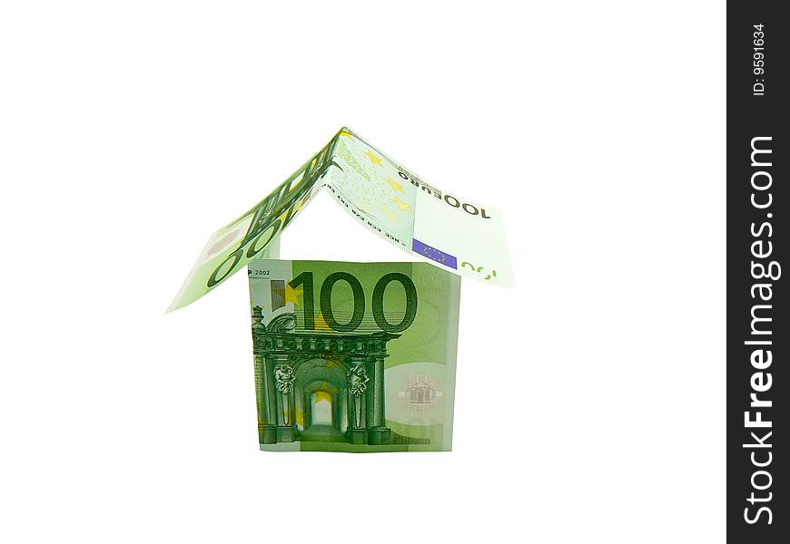 House made of money isolated on white background