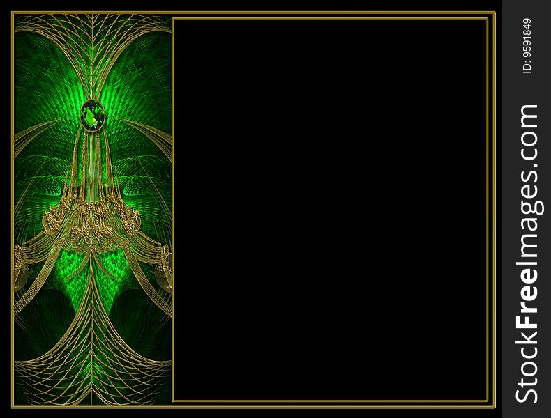 Photoshop post-processed   fractal flame with jewel and gold photobackground layout design. Photoshop post-processed   fractal flame with jewel and gold photobackground layout design.