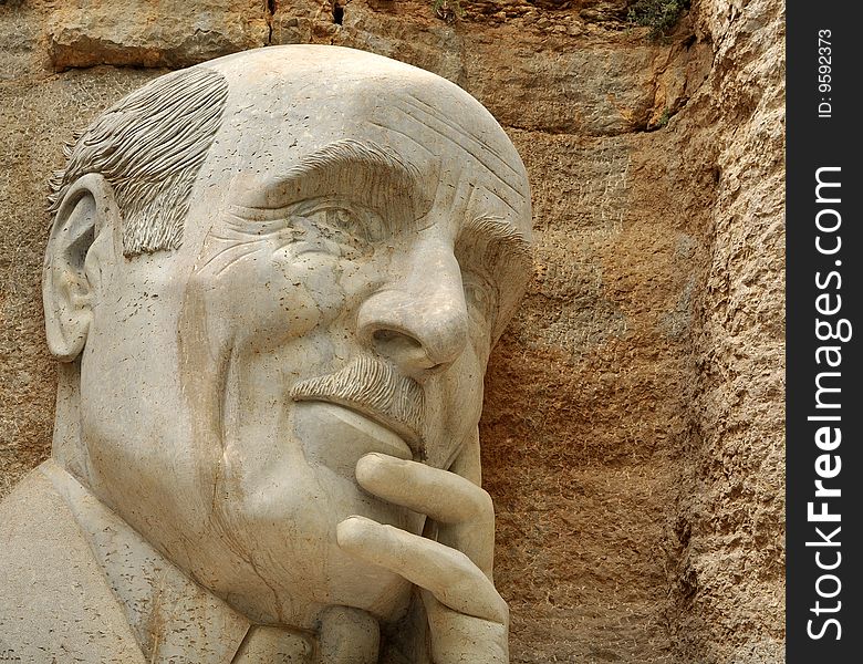 Carved in rocks, this man's face Micheal Naymeh writer and poet from Lebanon lies immortal