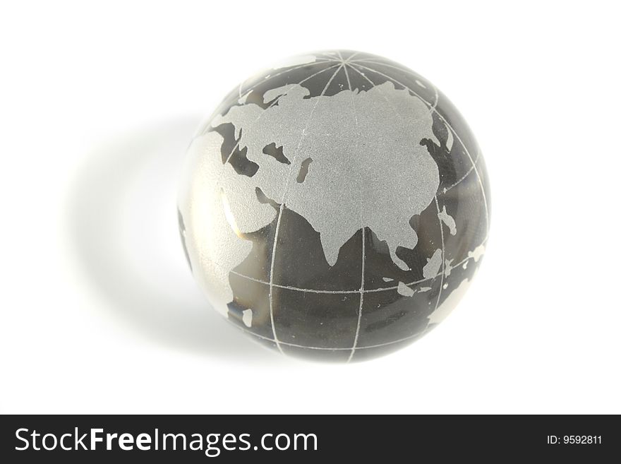 Glass globe on white background. Glass globe on white background