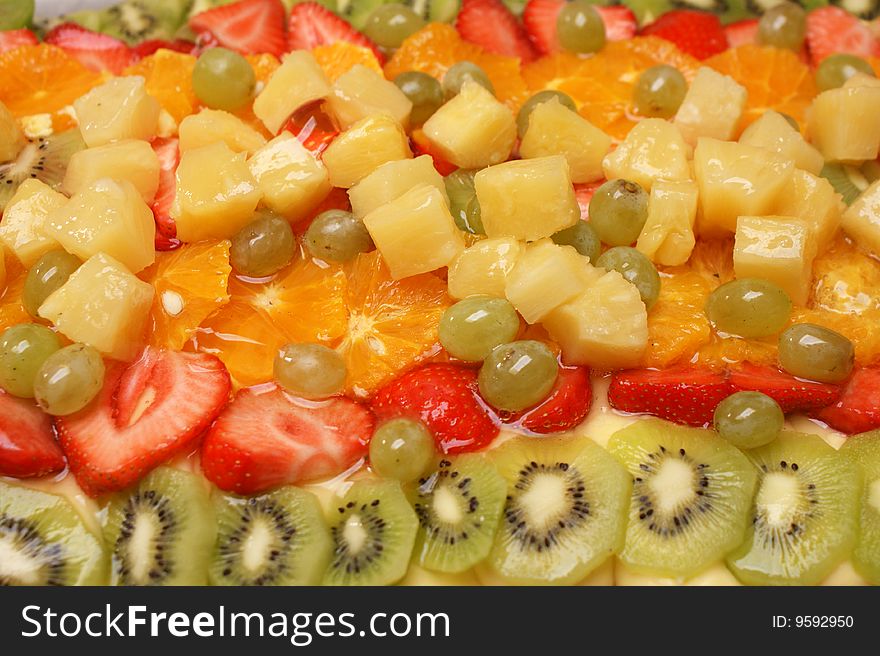 Delicious fruit cake in close up