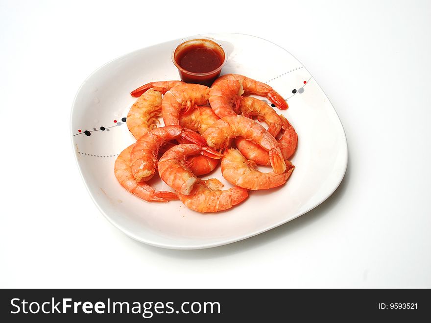 Shrimps On A Dish.