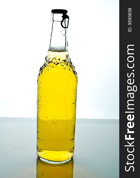 Beer in a bottle on a white background