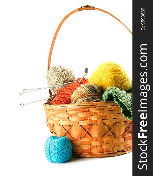 A basket with clewes isolated