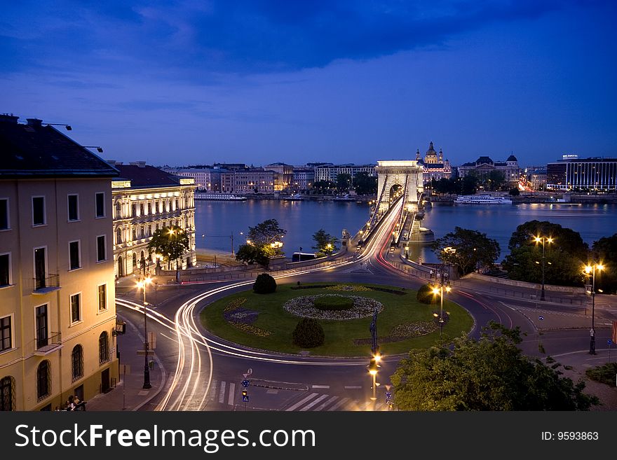 Budapest capital city of Hungary. Night scene