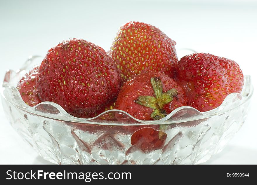 Fresh Strawberry in Glass Bowl
