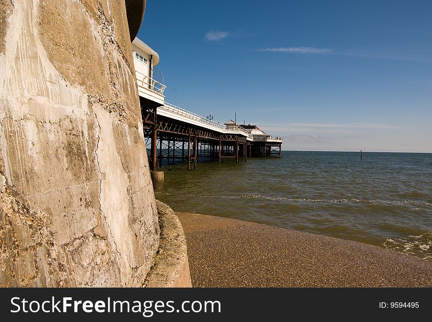 A view of Cromer Pier from the sea wall