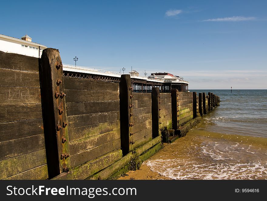 A view of Cromer Pier from the beach. A view of Cromer Pier from the beach