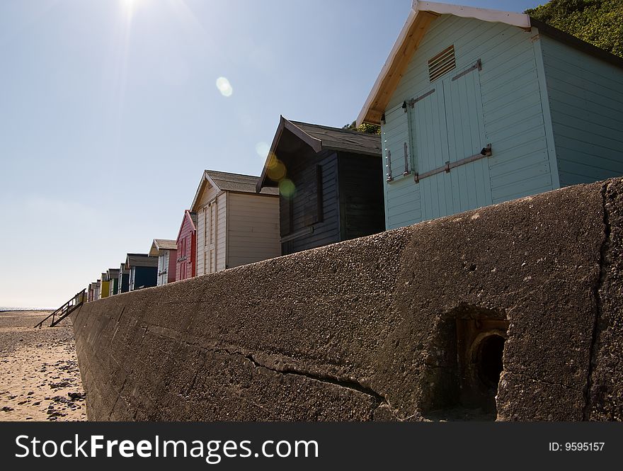 Beach huts in the sun