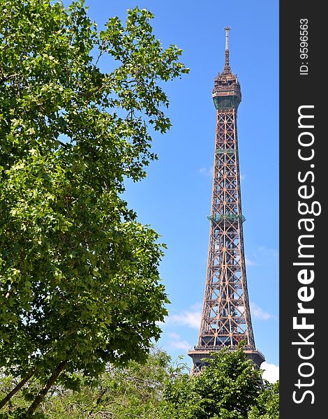 Springtime views of the Eiffel Tower in Paris. Springtime views of the Eiffel Tower in Paris