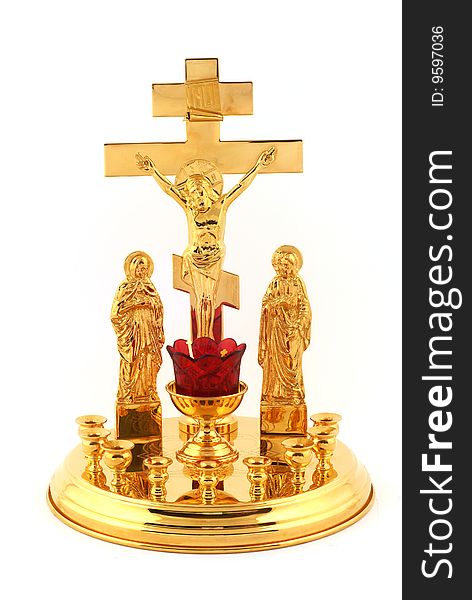 The Christian church candlestick on a white background