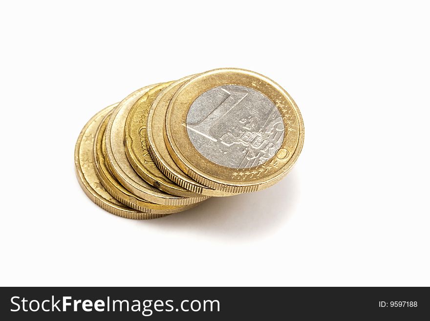 Euro coins - on white background