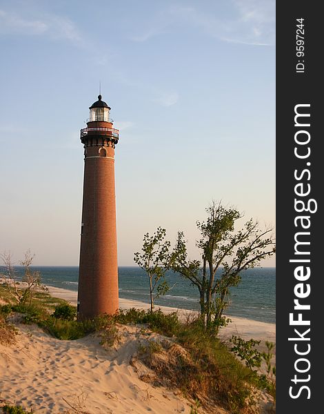 Little Sable Point Lighthouse located in Michigan's Lower Peninsula, in Lake Michigan.