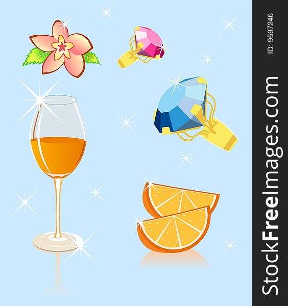 Orange flower brilliant. Vector illustration