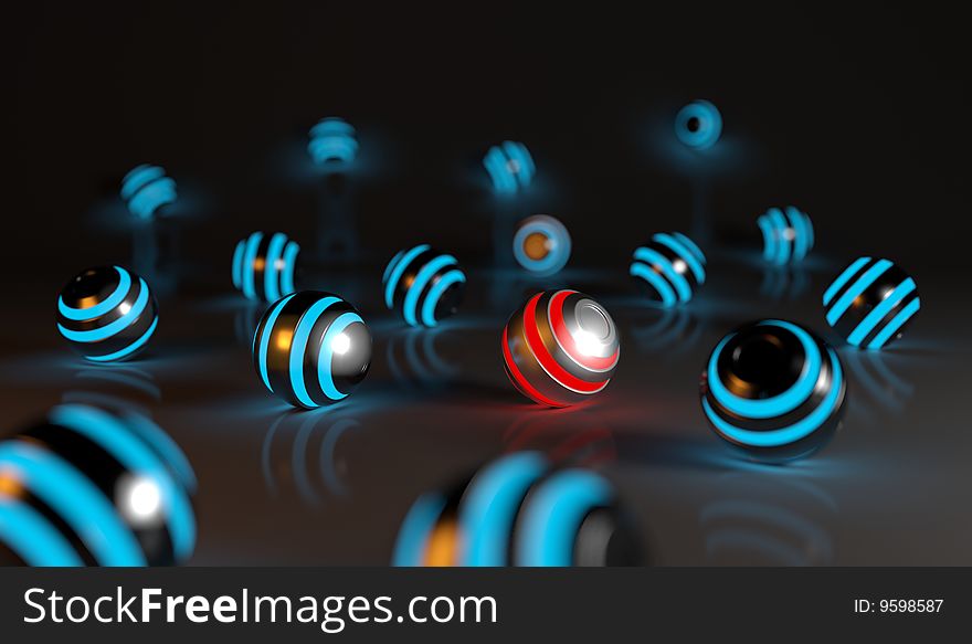 Stand out of the crowd - 3d rendering with shallow dof. Stand out of the crowd - 3d rendering with shallow dof