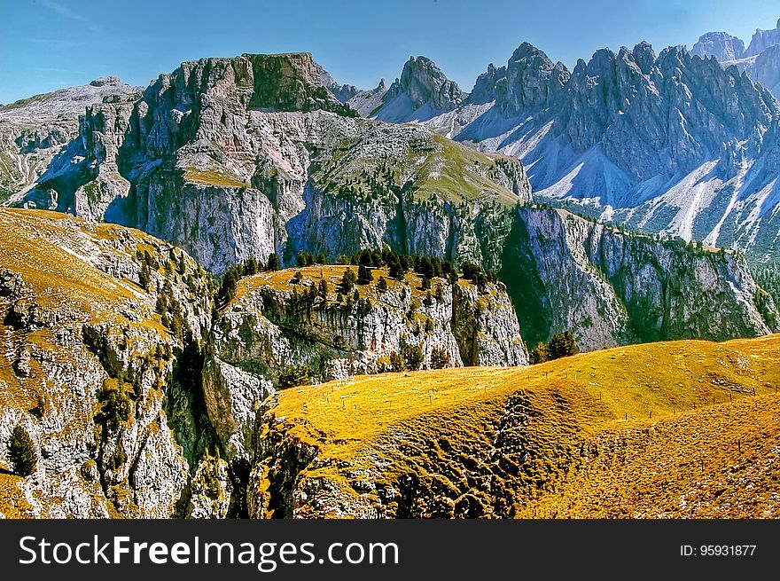 Rocky hills and mountains