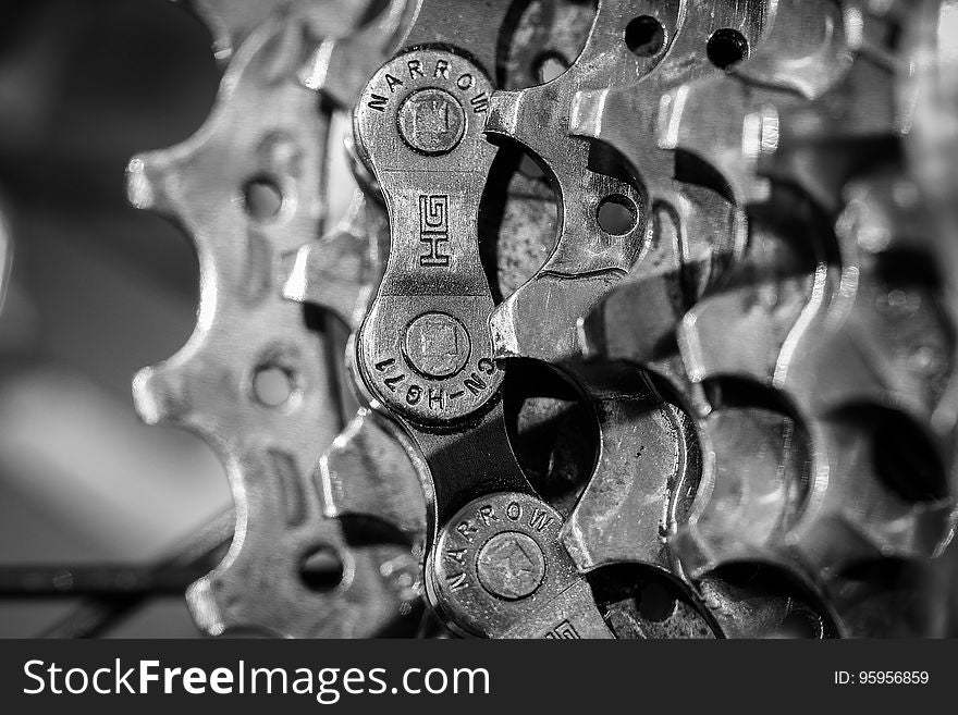 Black And White, Monochrome Photography, Close Up, Bicycle Chain