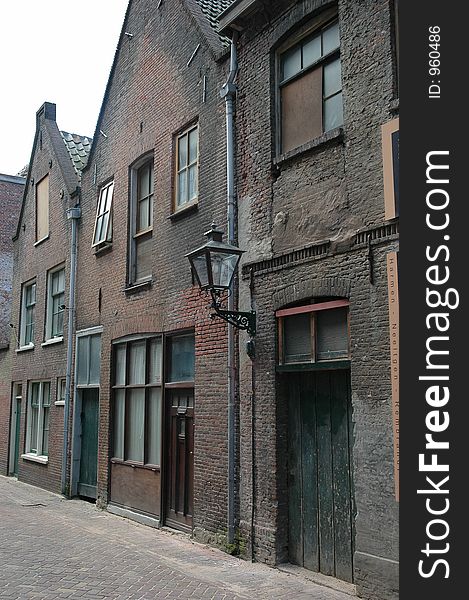 Old street in Leiden (Netherlands)