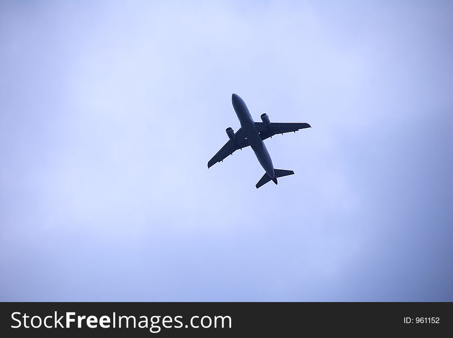 Airplane taking off - silhouette. Airplane taking off - silhouette