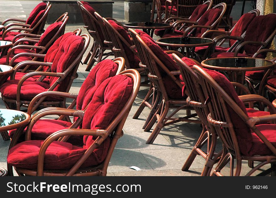 Seats in street caffe with tables. Seats in street caffe with tables