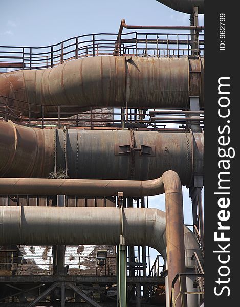 Details from an old blast furnace that is out of commission since many years, germany. Details from an old blast furnace that is out of commission since many years, germany