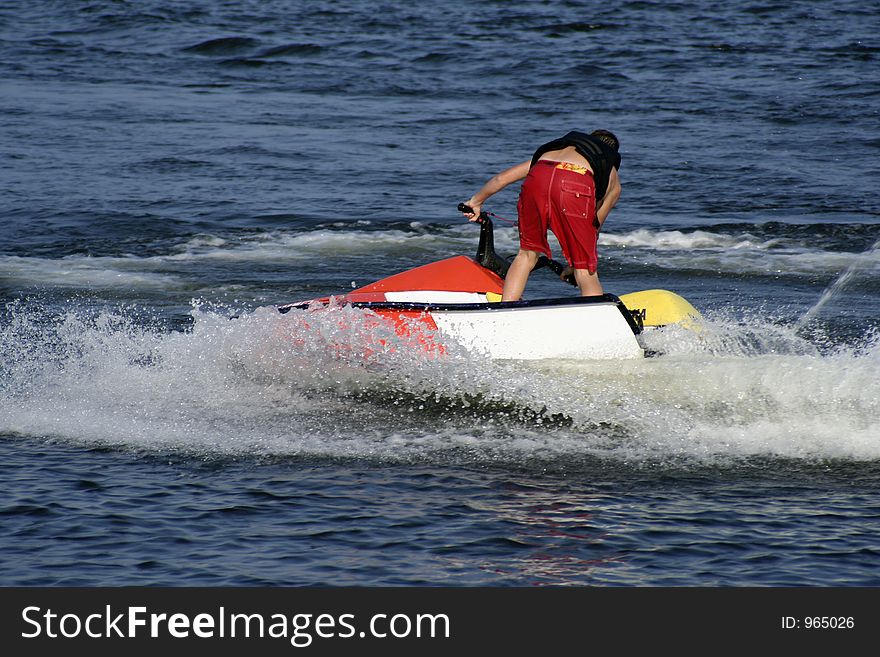 Young man on Jet Sky. Young man on Jet Sky