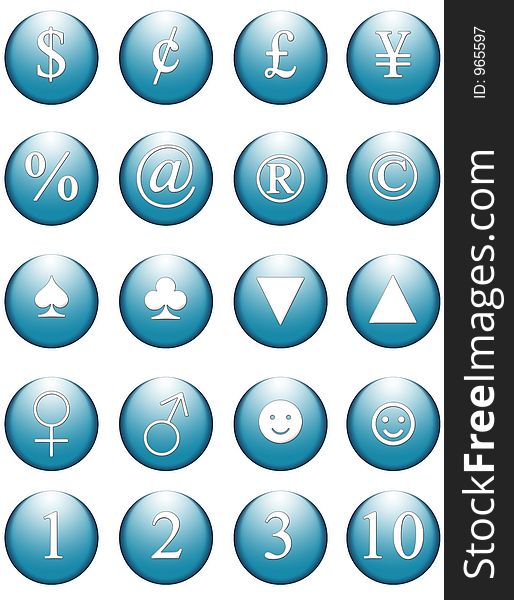 Office blue style web symbols. Office blue style web symbols