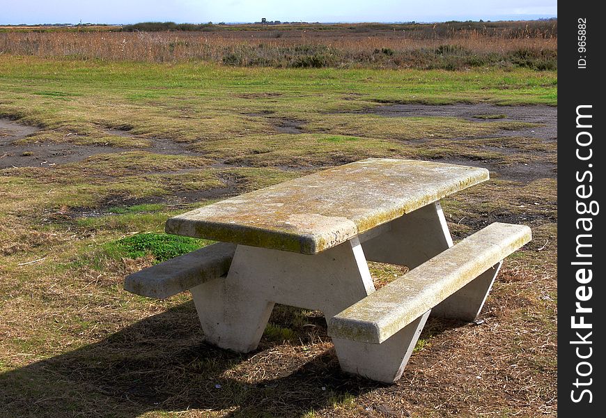 An old picnic table in a lonely and isolated spot. Country South Australia.