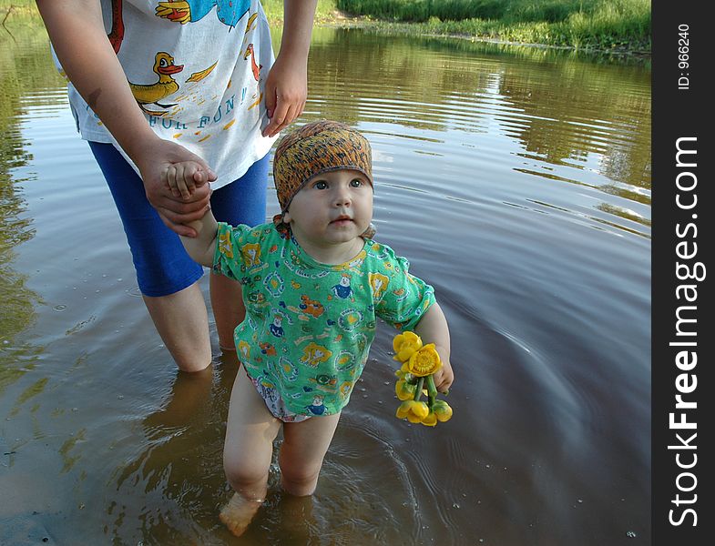 Little girl bath in the river. Little girl bath in the river
