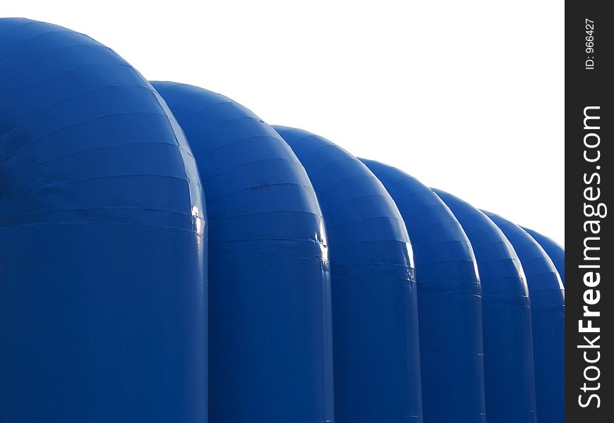Detail of round blue aerating pipes. Detail of round blue aerating pipes