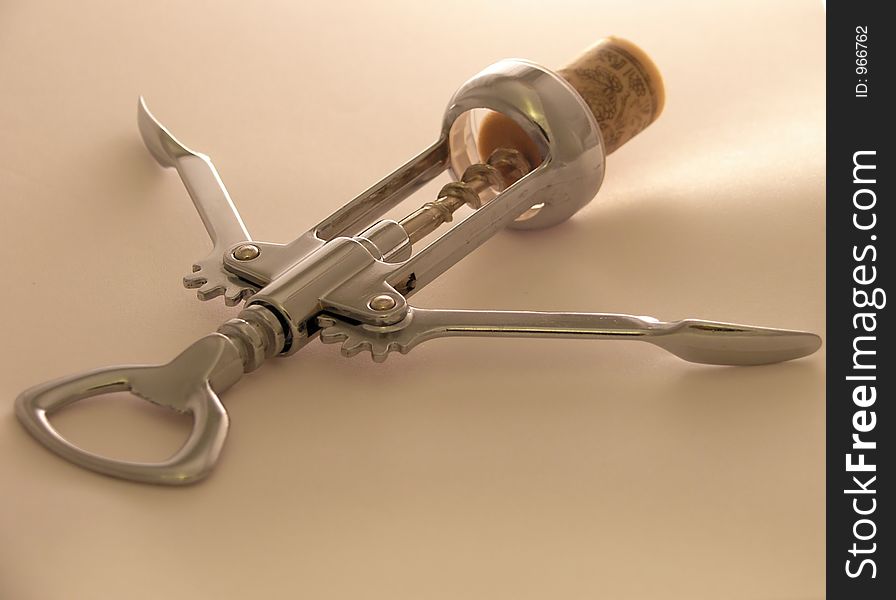 Corkscrew with the cork isolated