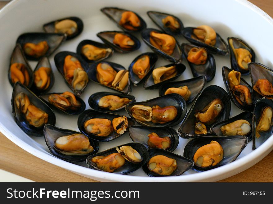 Boiled mussels. Boiled mussels