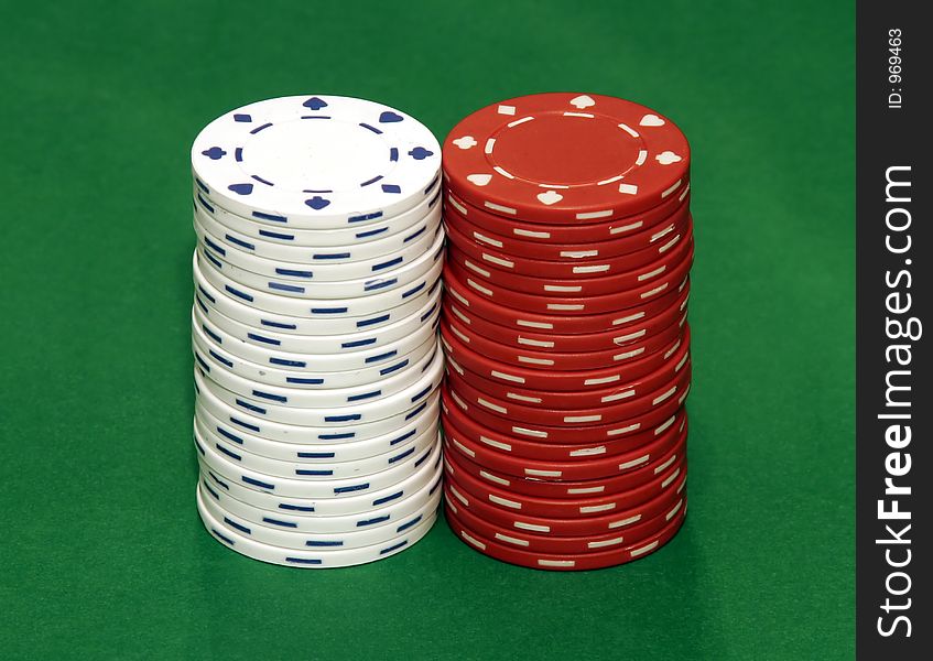 Casino Chips Stacks - White, Red