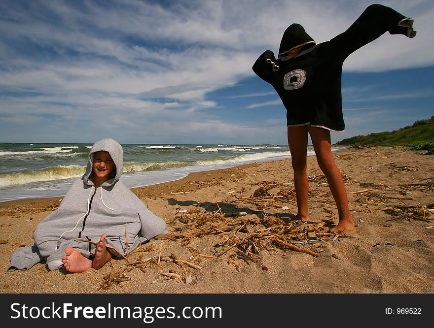 Playing on beach