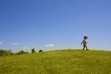 Boy On Hill Royalty Free Stock Images Boy On Hill Royalty Free Stock Images