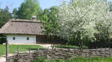 Country. Ukrainian Country. Wooden House. Wattled Royalty Free Stock Image Country. Ukrainian Country. Wooden House. Wattled Royalty Free Stock Image