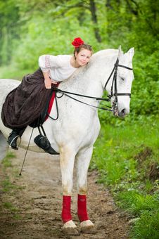 Beautiful Girl With Horse Stock Photography