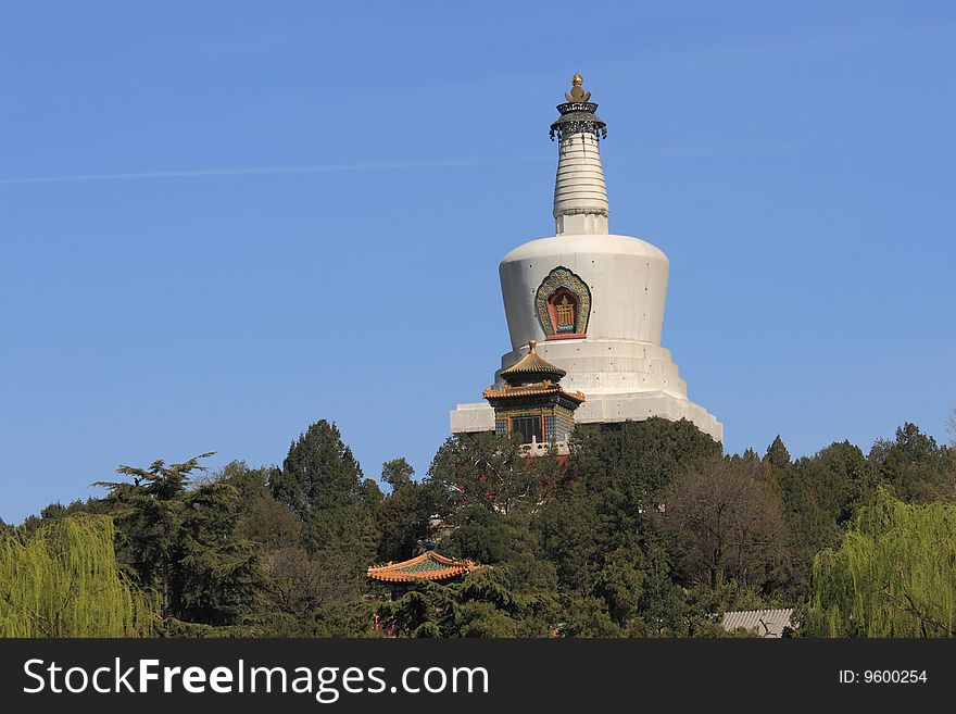 Chinese temple in beihai park,beijing,china