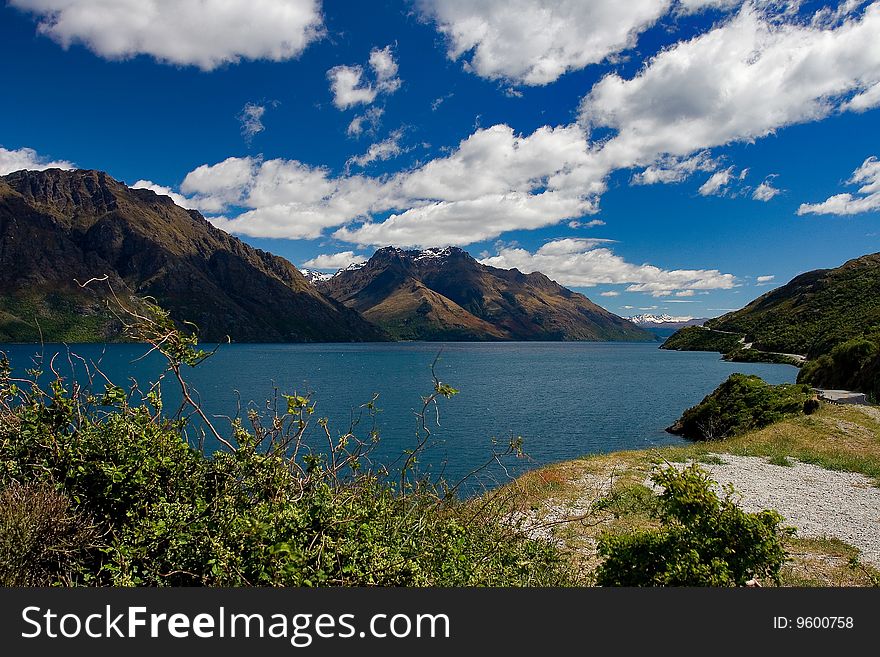 Beautiful lake wakatipu in New Zealand,